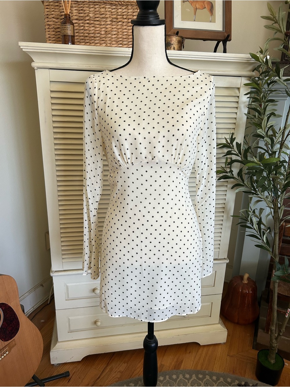 Women's Free People Polka Dot Long Sleeve Mini Dress